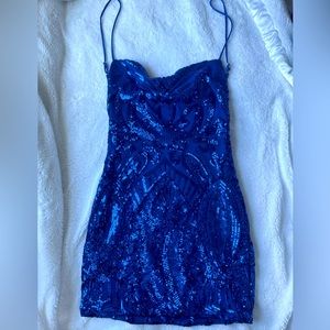 Lucy in The Sky- royal blue sequin cocktail dress